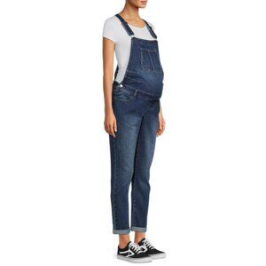 Alivia Ford Maternity Denim Overalls with Belly Dart and 1" Double Roll Cuffs